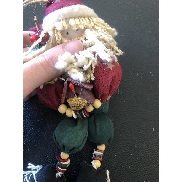 Vintage Primitive Folk Art Fabric Woodland Santa Figurine Ornament - Picture 3 of 8